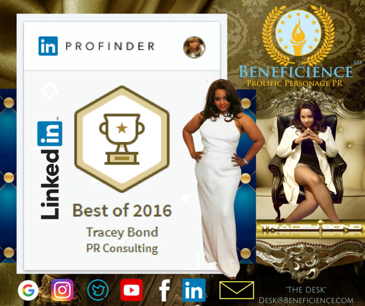 Linked In Profinder Best of 2016 and 2017 Tracey Bond PR Consulting Beneficience.com